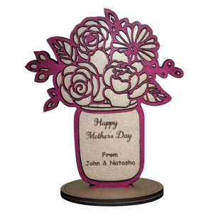 Happy Mothers Day Flower Vase MDF wood
