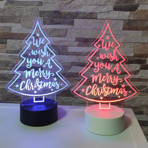 XMAS TREE  3D Acrylic LED 7 Colour Night Light Touch Table Lamp
