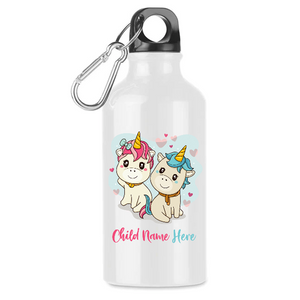 Personalised Aluminium single layer bottle with carabiner. 400 ml