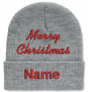 Happy Xmas Embroidery Beanie in soft stretchable RPET polyester