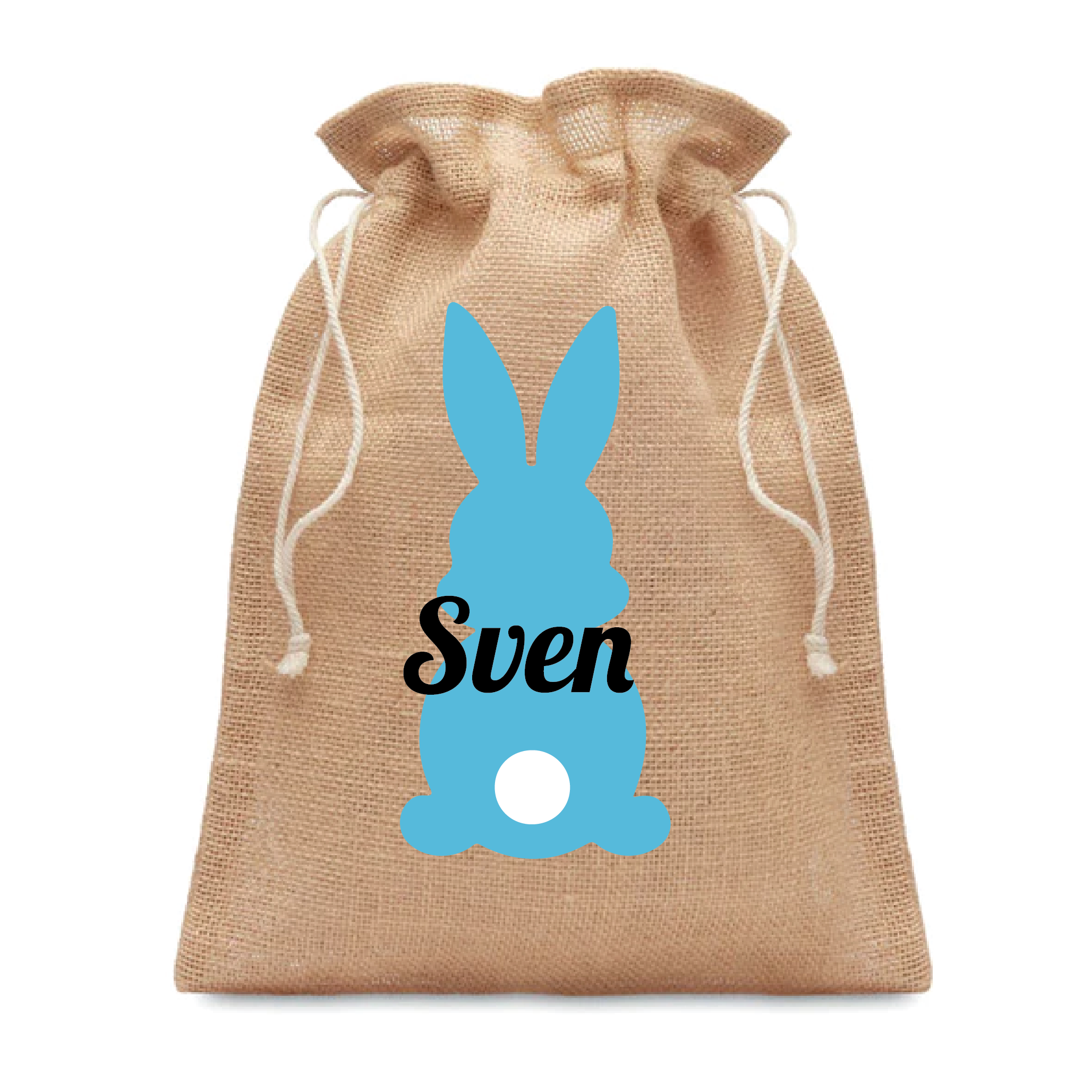 Easter Bunny Small gift jute draw cord bag
