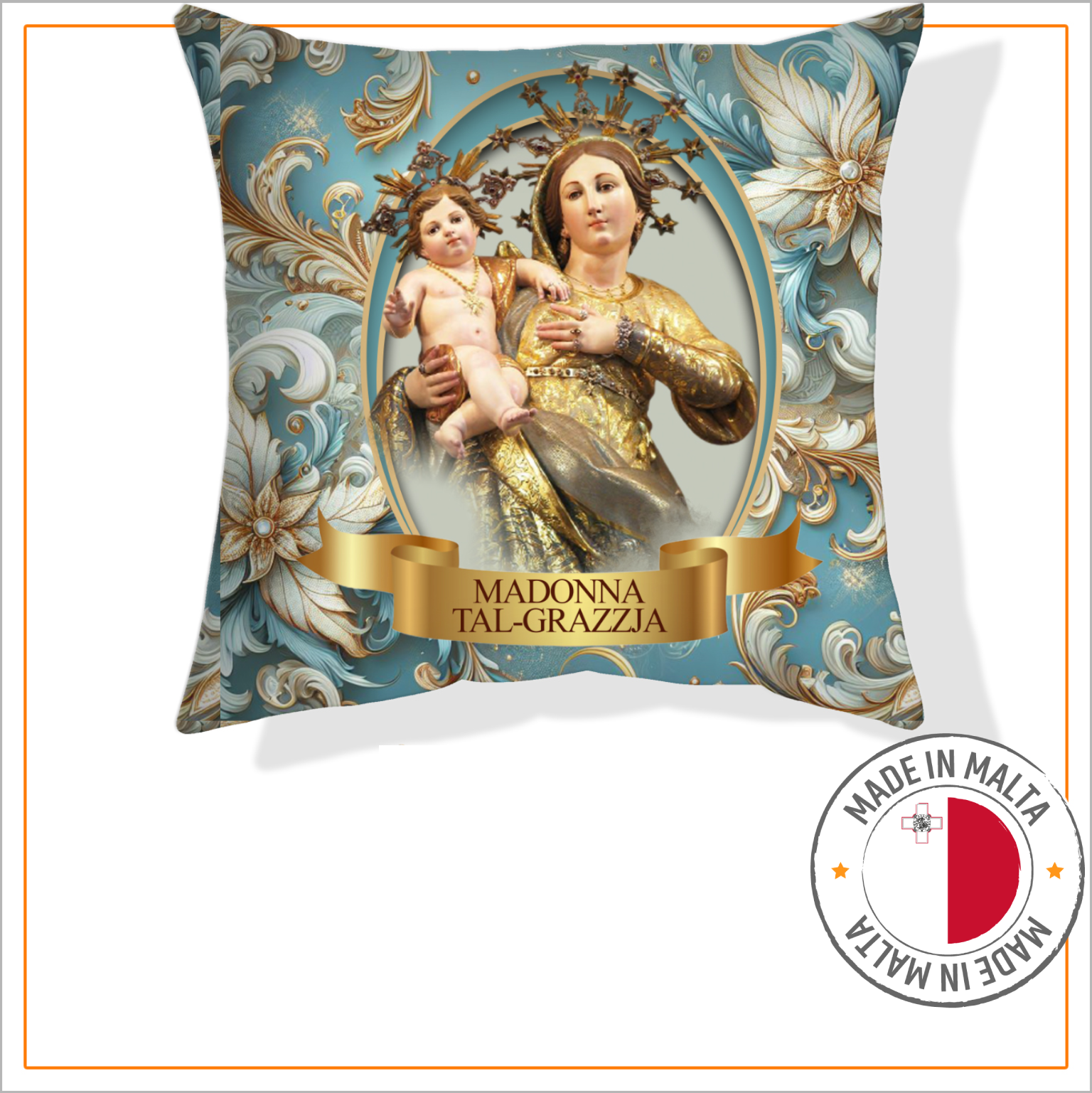 Madonna Tal-Grazzja Polyester Cushion
