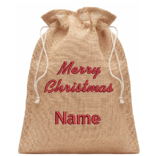 Small gift jute draw cord embroidery bag