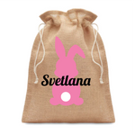 Load image into Gallery viewer, Easter Bunny Small gift jute draw cord bag
