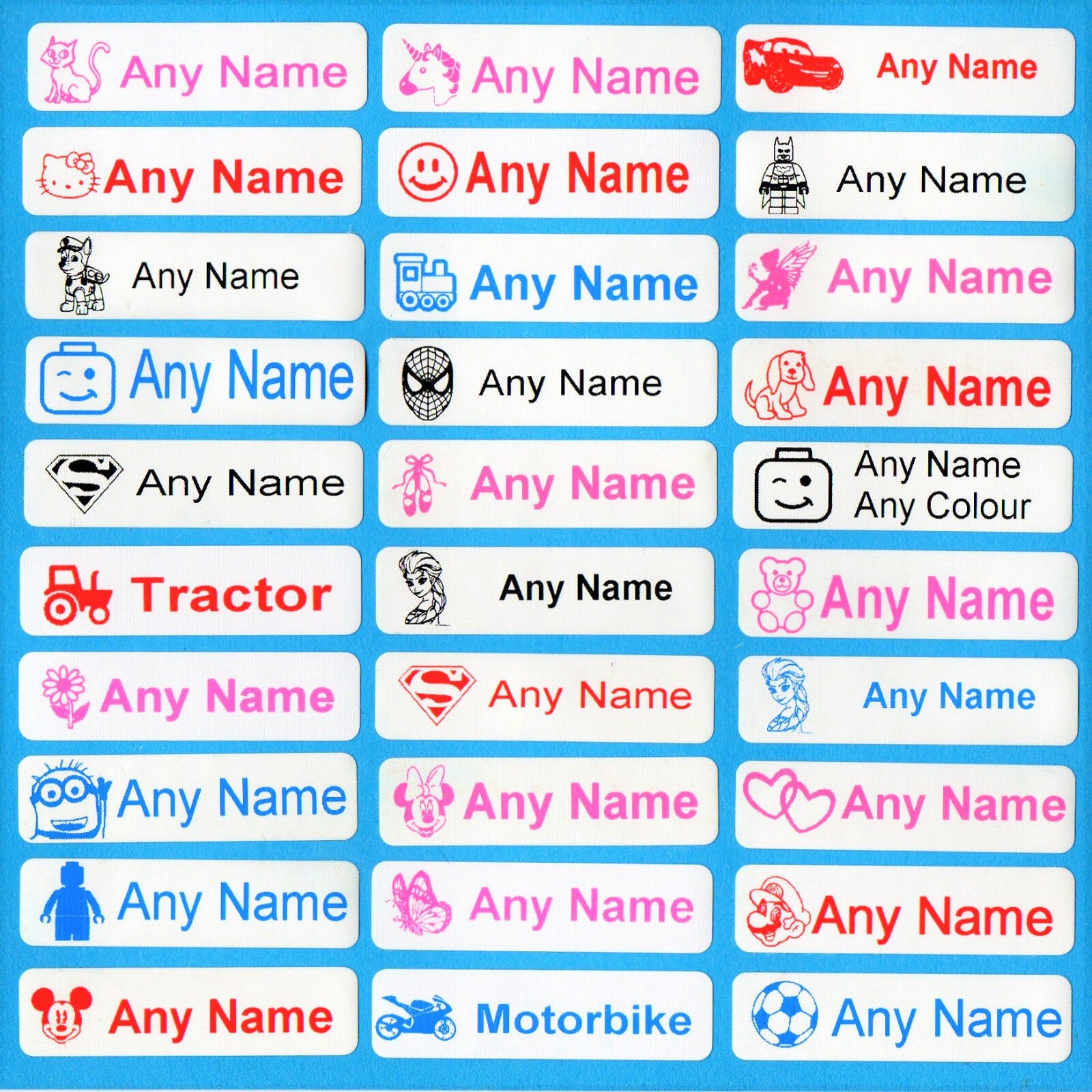 Personalised Stick On Name Labels PVC Stickers