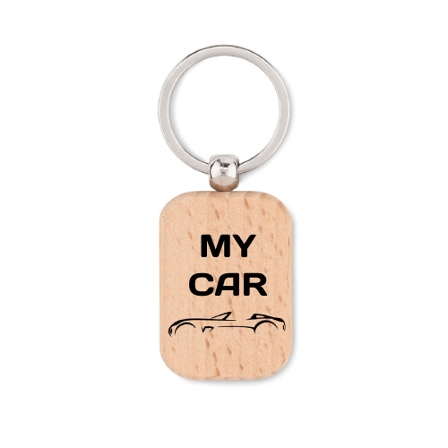 Rectangular shaped wooden key ring