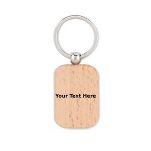 Rectangular shaped wooden key ring