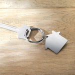 Load image into Gallery viewer, House shaped key ring, in brushed finish metal
