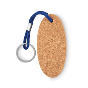 Oval floating cork key ring with braided rope
