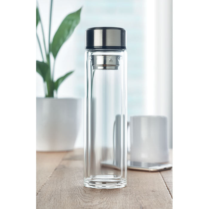 Double wall borosilicate glass bottle