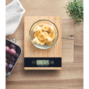 Personalised digital kitchen scale made from bamboo