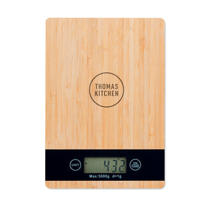 Personalised digital kitchen scale made from bamboo