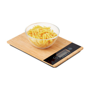 Personalised digital kitchen scale made from bamboo