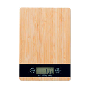 Personalised digital kitchen scale made from bamboo