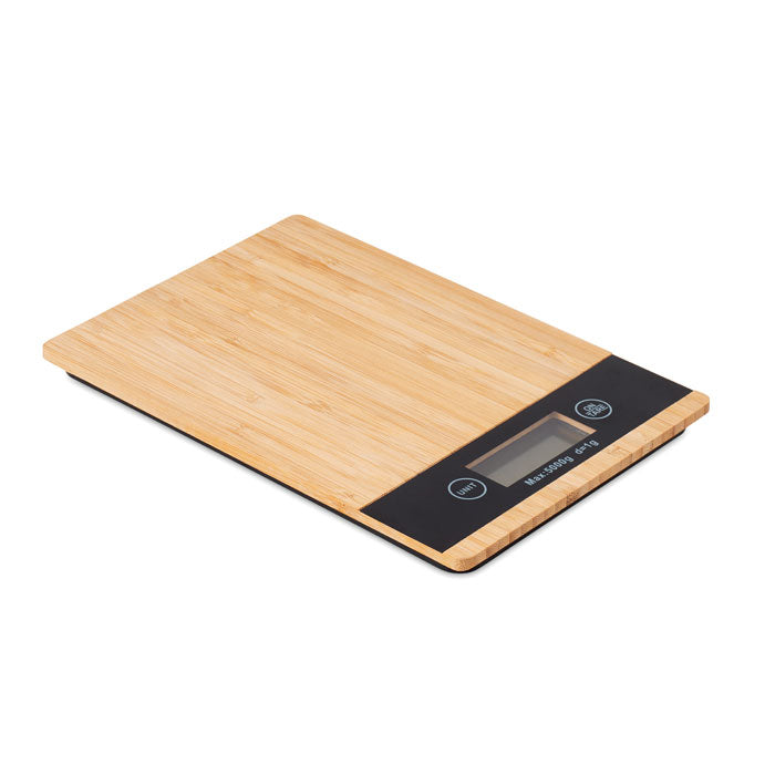 Personalised digital kitchen scale made from bamboo