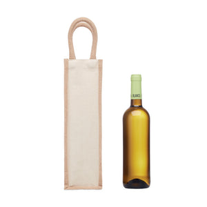 Wine gift bag for one bottle in jute 320 gr/m² canvas