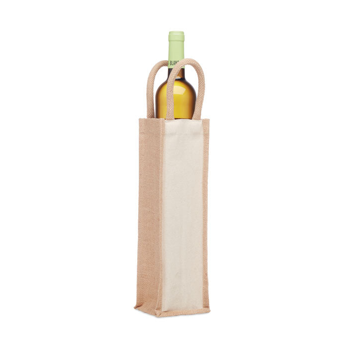 Wine gift bag for one bottle in jute 320 gr/m² canvas
