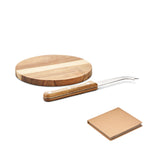 Load image into Gallery viewer, Small acacia wood cheese board with knife in stainless steel
