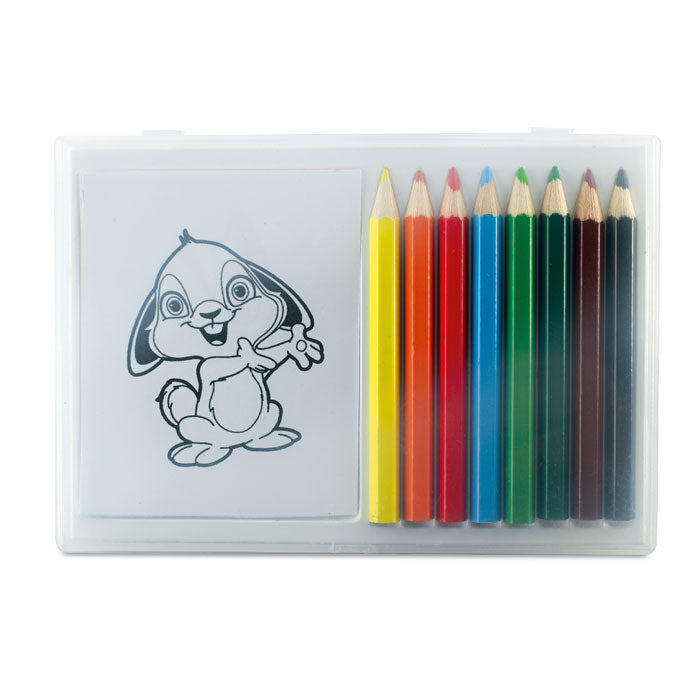 Colouring set in clear box contains 8 wooden pencils