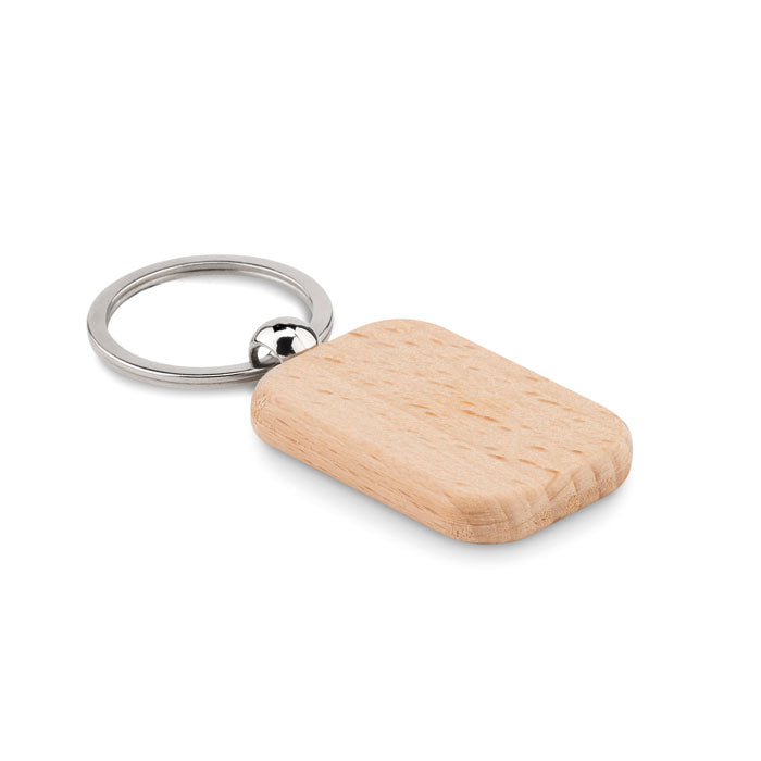 Rectangular shaped wooden key ring