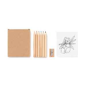Colouring set with 6 coloured wooden pencils