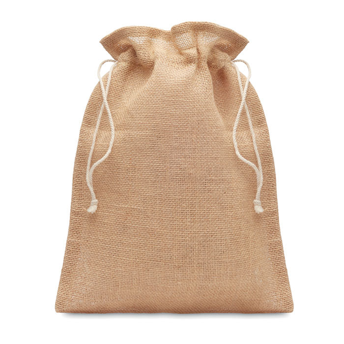 Small gift jute draw cord bag