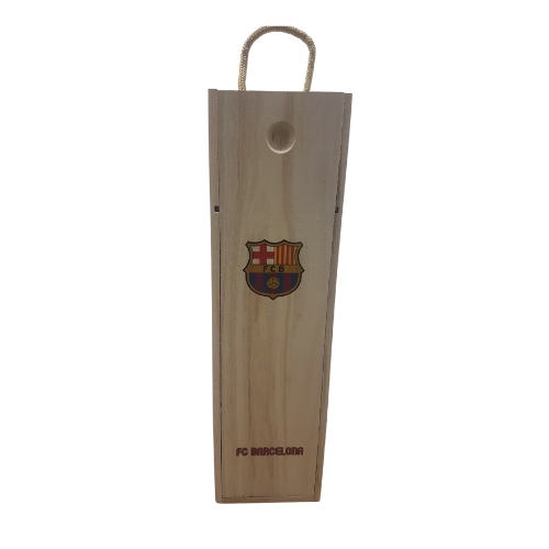 Football Teams Wooden Wine Box With Sliding Lid and Rope