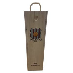 Football Teams Wooden Wine Box With Sliding Lid and Rope