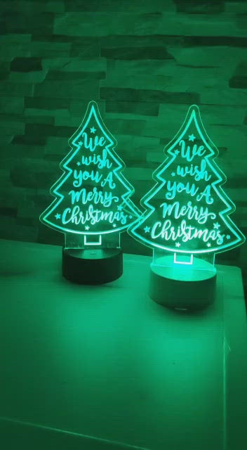 XMAS TREE  3D Acrylic LED 7 Colour Night Light Touch Table Lamp