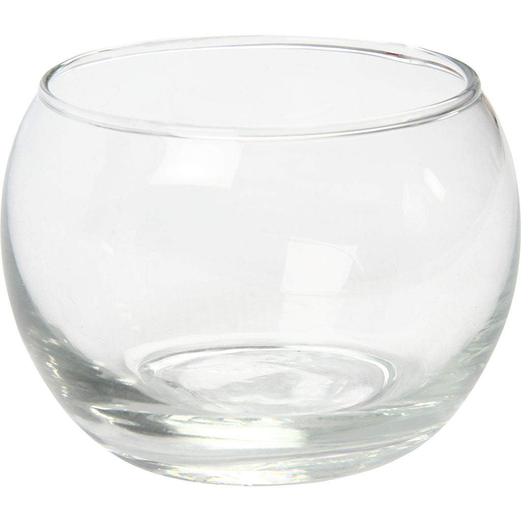 Tea Light Round Glass Candle Holder H: 7 cm, 8 cm