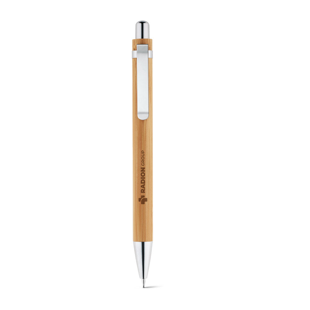 Personalised Ball pen and mechanical pencil set in bamboo