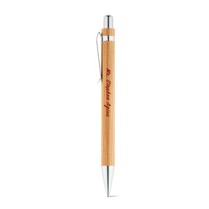 Personalised Ball pen and mechanical pencil set in bamboo