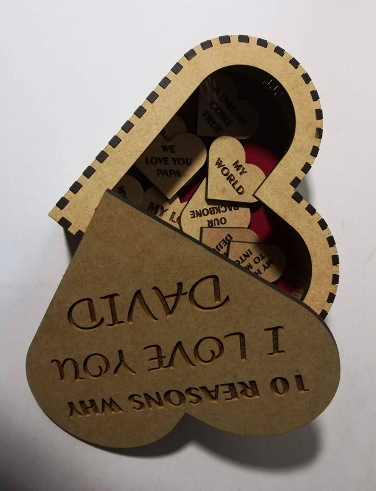 Personalised Wooden Heart Shaped Box
