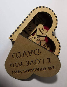 Personalised Wooden Heart Shaped Box