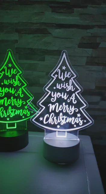 XMAS TREE  3D Acrylic LED 7 Colour Night Light Touch Table Lamp