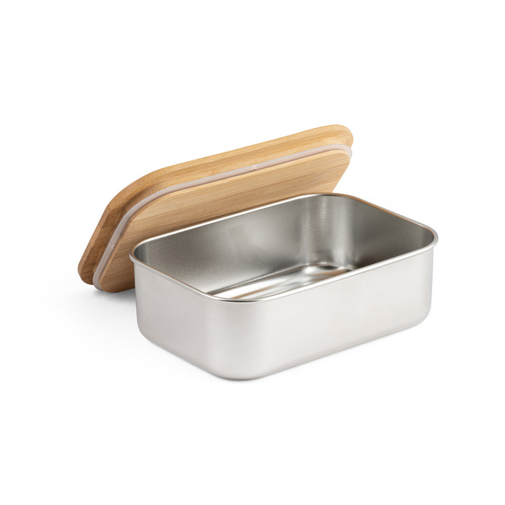 Stainless steel lunch box with bamboo lid