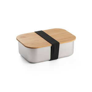 Stainless steel lunch box with bamboo lid