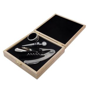 Wooden Box with Wine Accessories