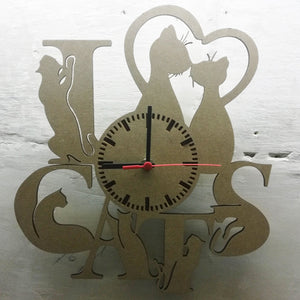Pet Lovers Laser Engraved MDF Wood Wall Clock