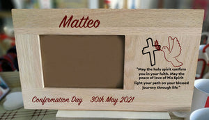 Confirmation Day Deluxe Solid Oak Landscape 6"x4" Photo Frame with Engraving Area