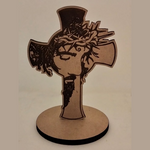 Load image into Gallery viewer, Cross Jesus Face Holy Communion Free Standing Laser Engraving
