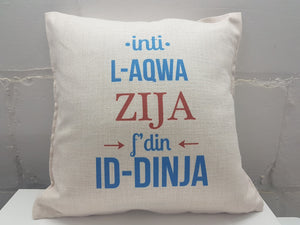 “INTI L-AQWA ZIJA…” Personalised Linen Cushion