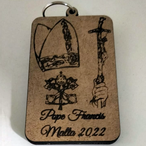 Pope Francis Keyring Rectangular MDF Wood