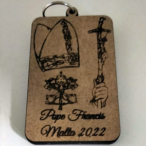 Pope Francis Keyring Rectangular MDF Wood