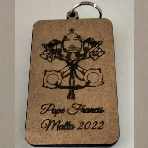 Pope Francis Keyring Rectangular MDF Wood