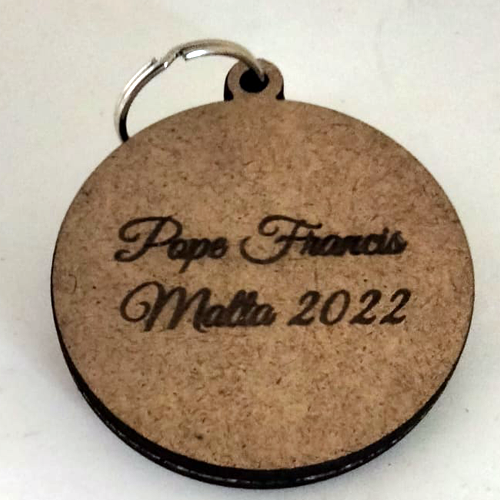 Pope Francis Keyring Round MDF Wood