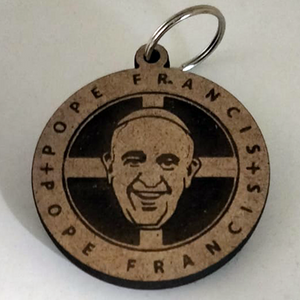 Pope Francis Keyring Round MDF Wood