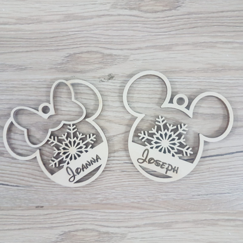 Personalised Xmas Tree Dangler Mickey or Minnie Mouse
