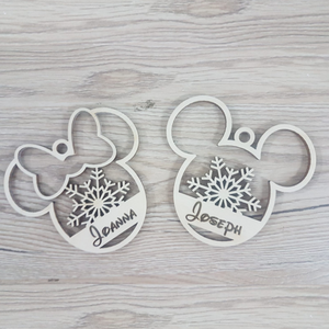 Personalised Xmas Tree Dangler Mickey or Minnie Mouse