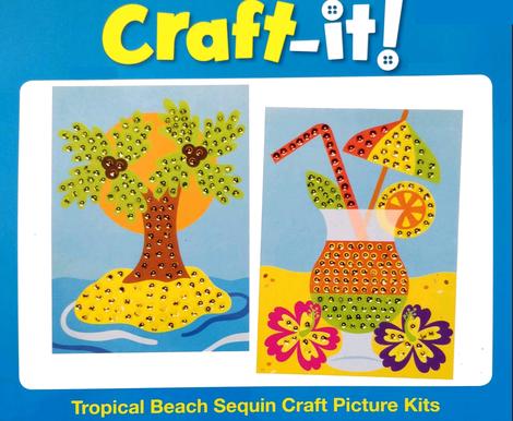 Tropical Beach Sequin Craft Kit - Pack of 4